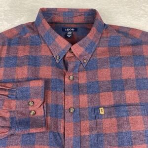 IZOD Flannel Shirt Mens XXL Velvet Maroon NWT!